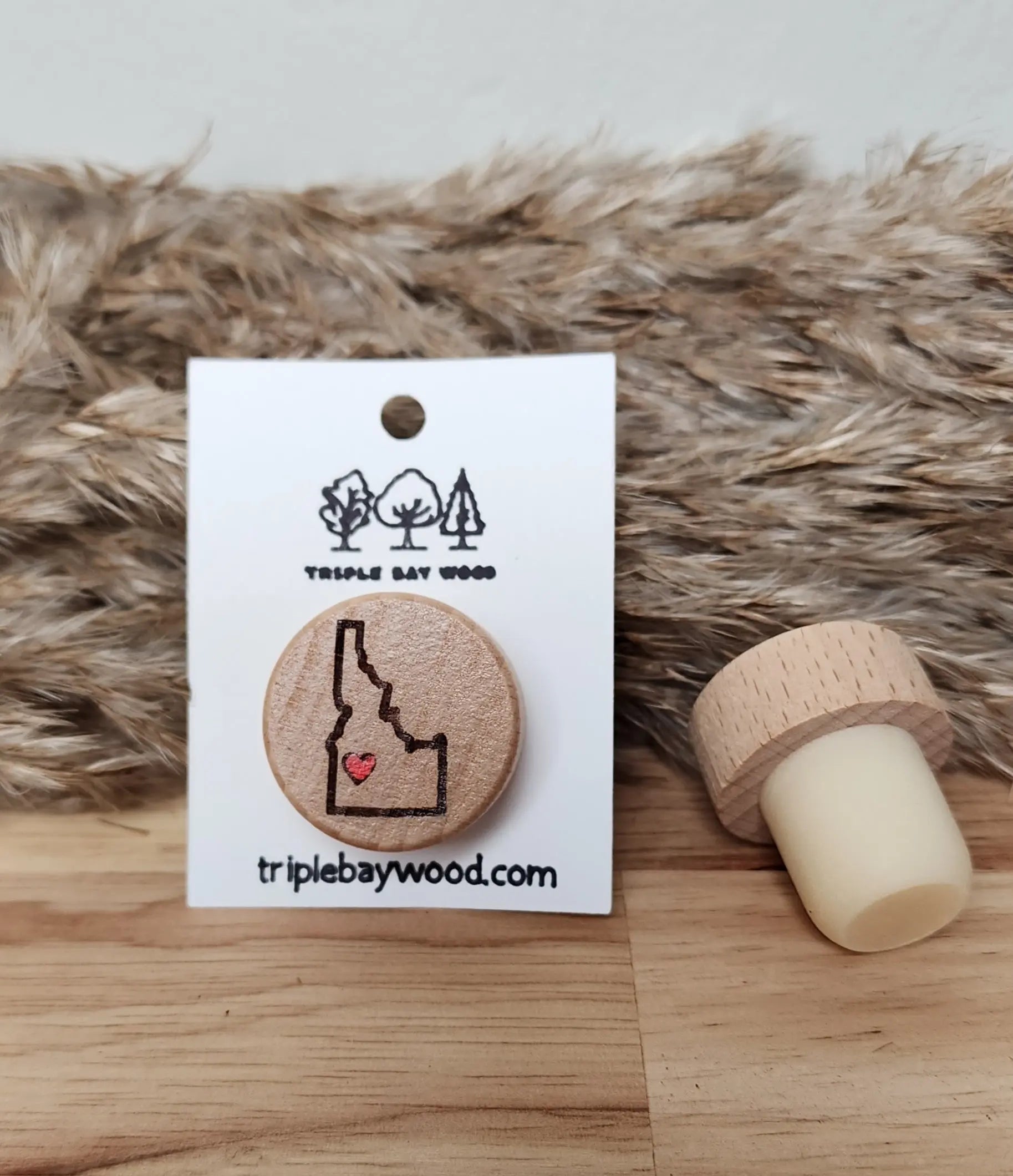 Engraved Bottle Cork- Idaho Love Triple Bay Wood