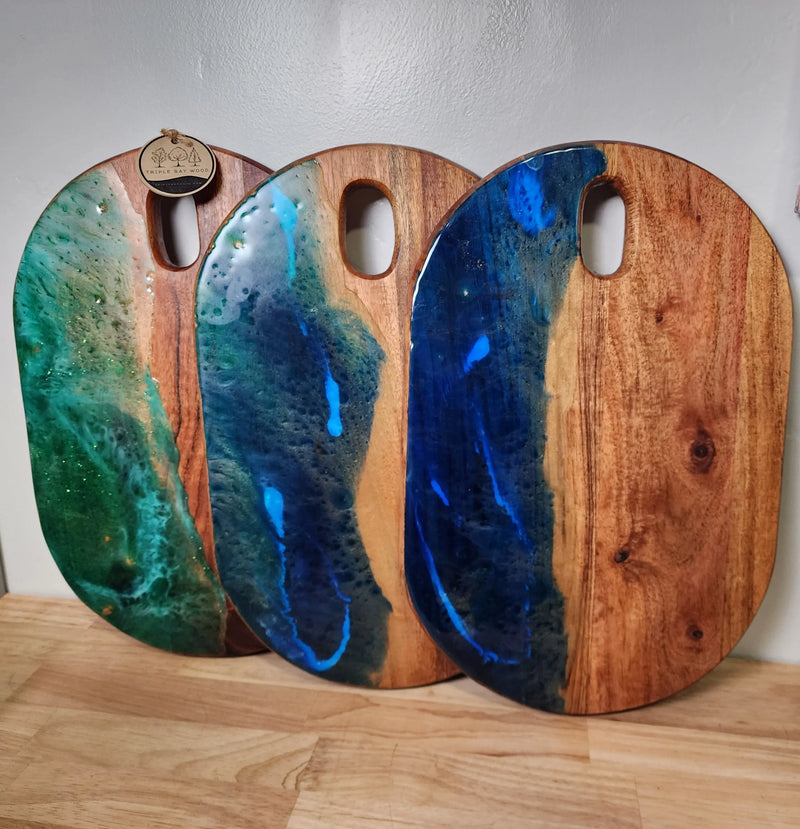 Oval Acacia Wave Serving Board Triple Bay Wood