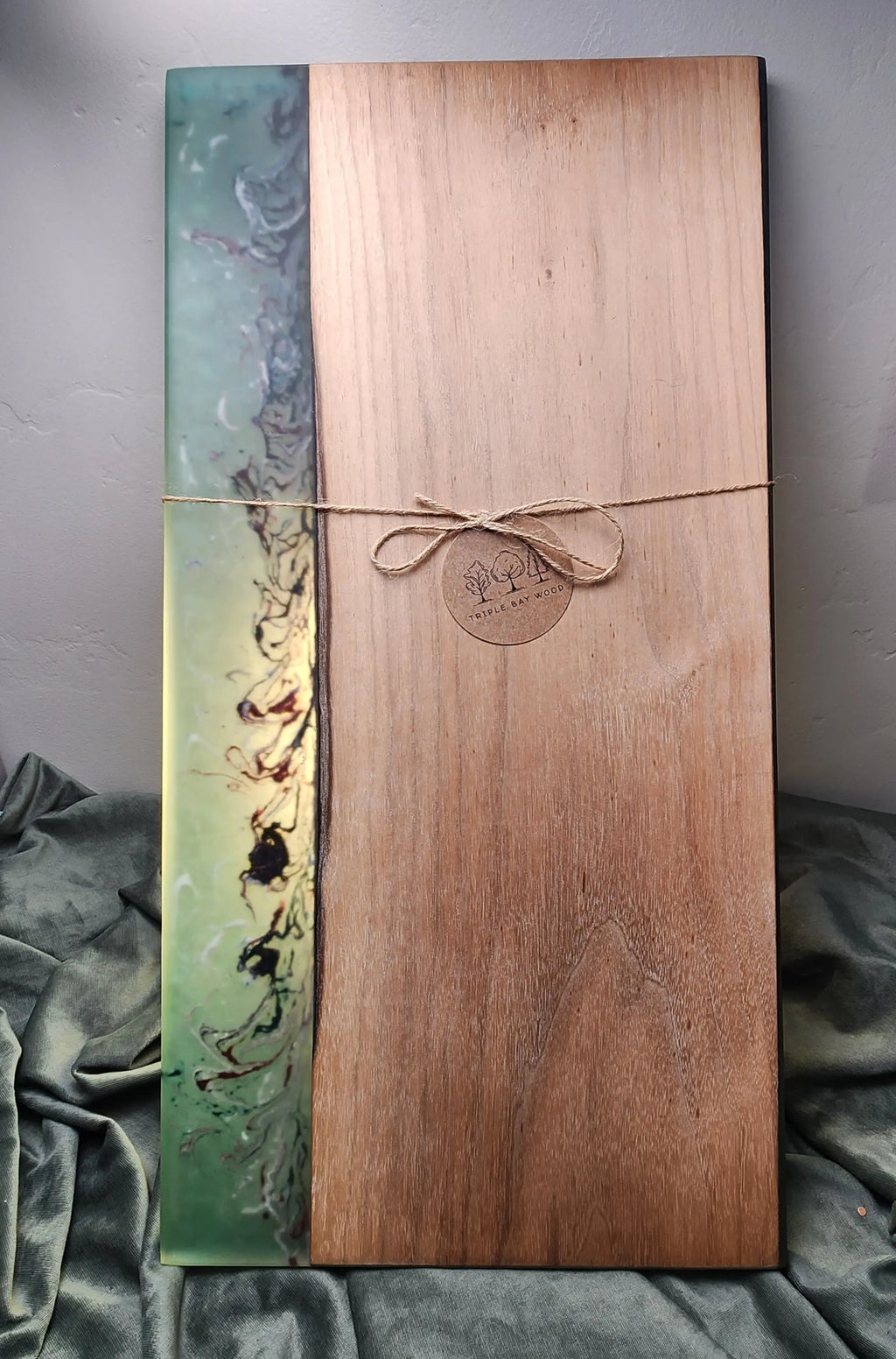 Extra Large Premium Walnut and Green, Purple, and White Triple Bay Wood
