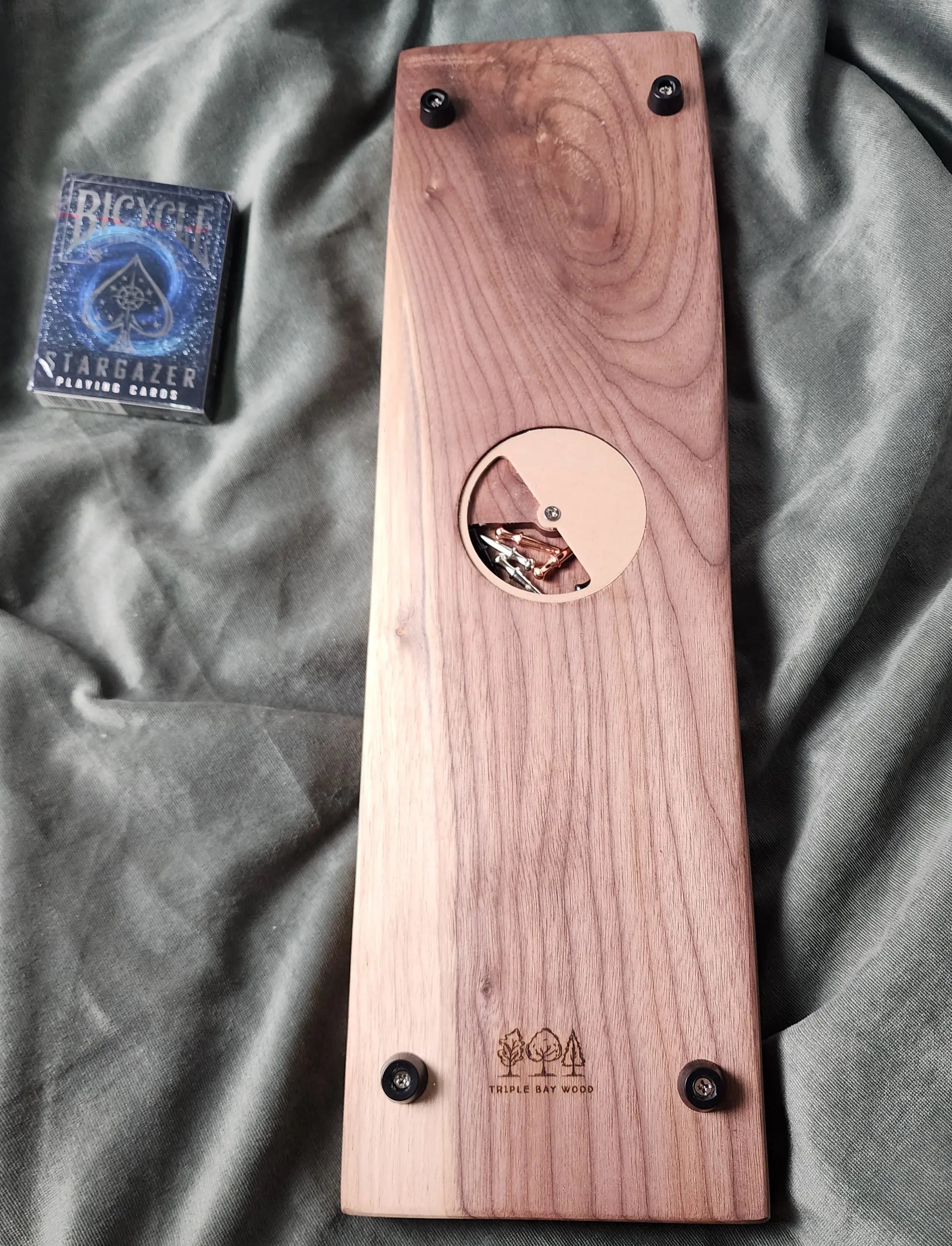 Live Edge Premium Walnut 3-Person Cribbage Board Triple Bay Wood