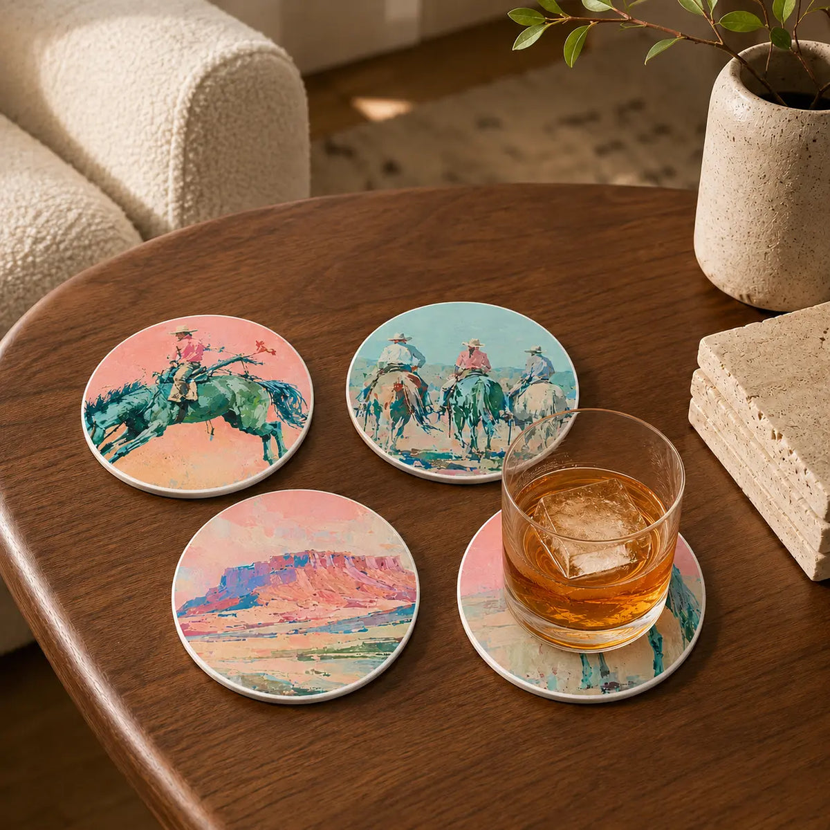 Drink On This: Buck Wild Cowgirls + Horses - Set of 4 Triple Bay Made