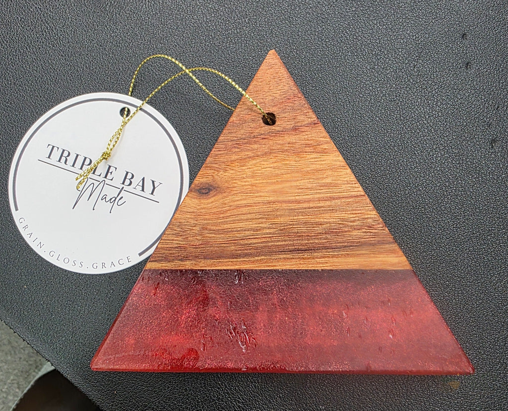 Crimson Glow Wood & Red Resin Ornament Triple Bay Made