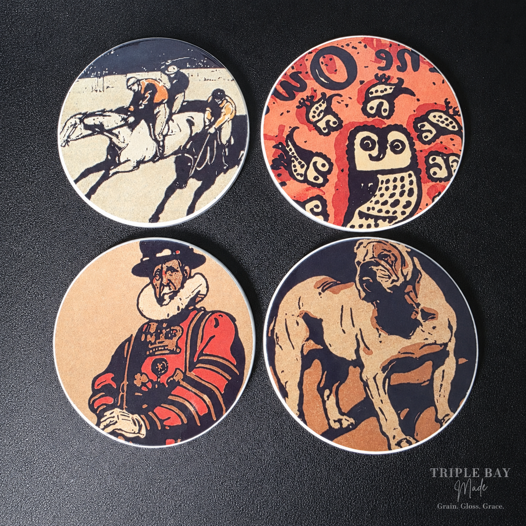Actual set of four Nicholson coasters — Triple Bay Made