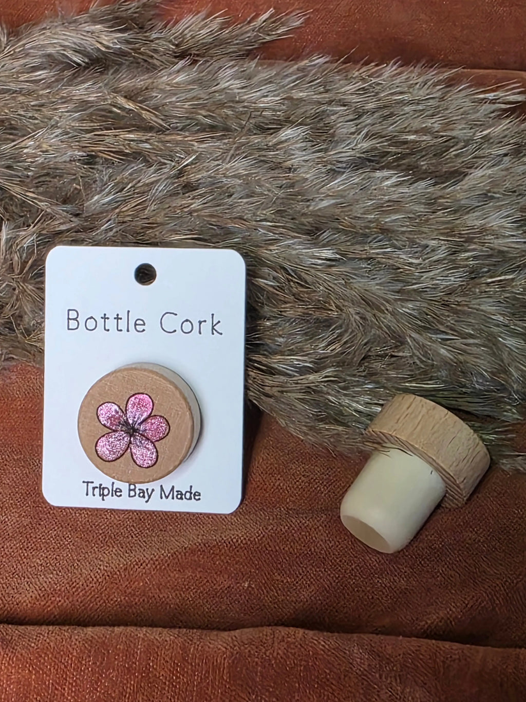 Engraved Bottle Cork- Painted Flowers Various Triple Bay Made