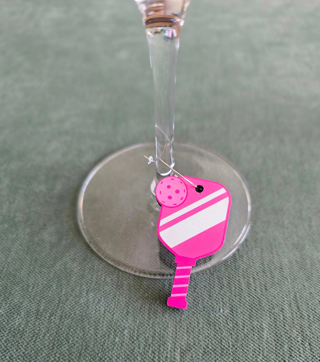 Pickleball Drink Charmers | Glass Markers for Stemmed & Stemless Glasses Triple Bay Made