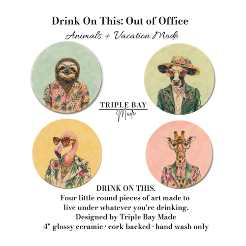Drink On This: Out of Office Animals + Vacation Mode - Set of 4 Triple Bay Made