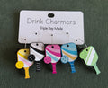 Pickleball Drink Charmers | Glass Markers for Stemmed & Stemless Glasses Triple Bay Made