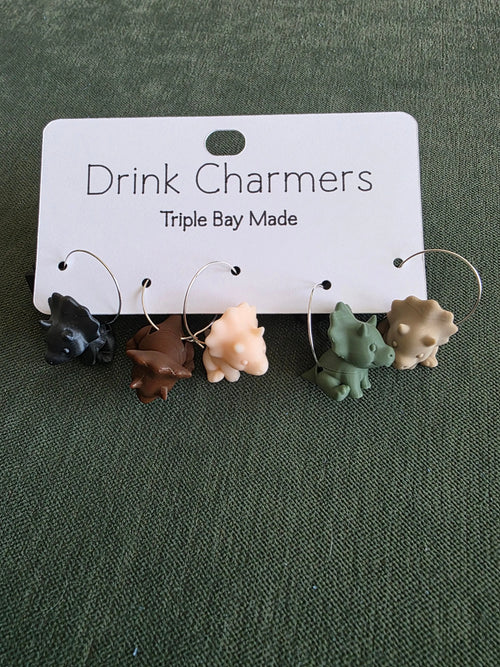 Dino Drink Charmers | Glass Markers for Stemmed & Stemless Glasses Triple Bay Made