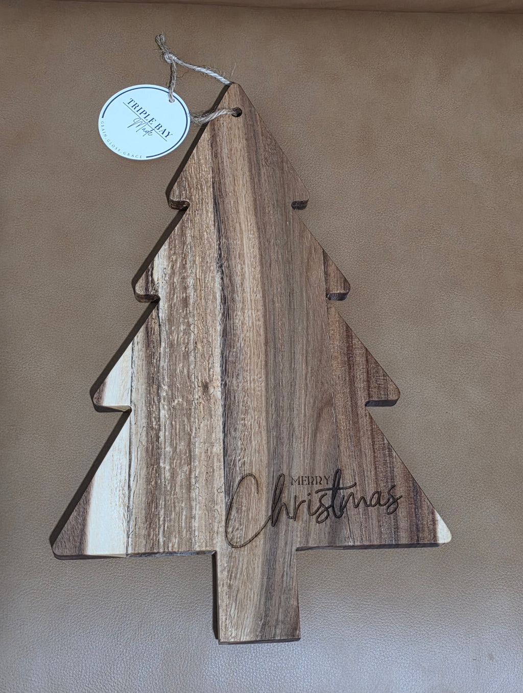 Merry Christmas Acacia Tree Cutting & Serving Board