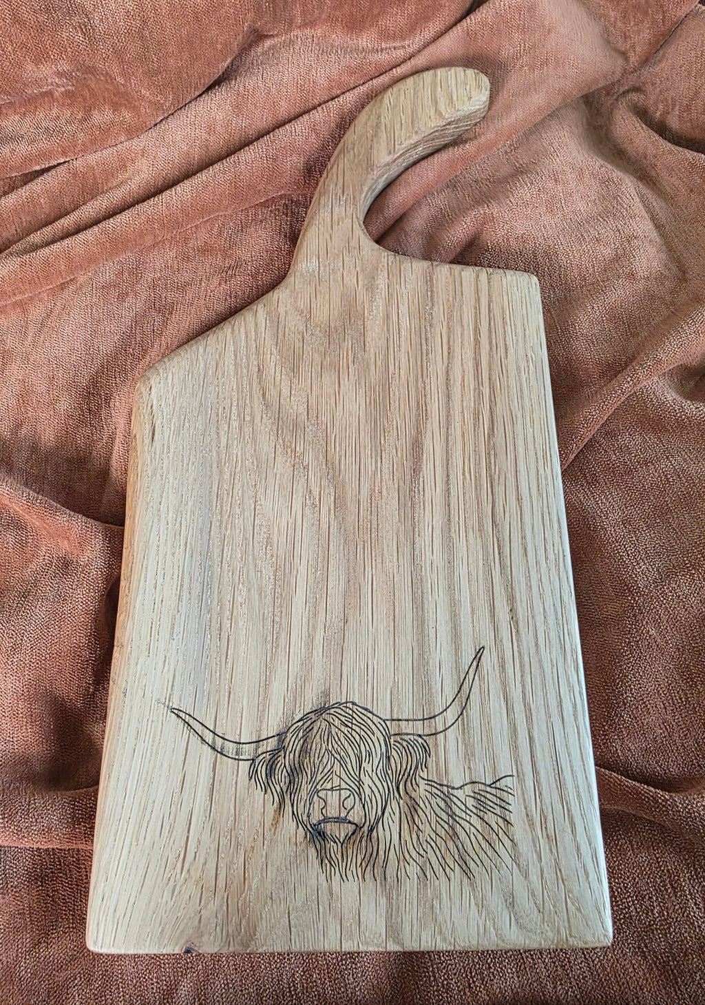 Highland Cow Engraved White Oak Serving Board | Handmade Charcuterie Board Triple Bay Made