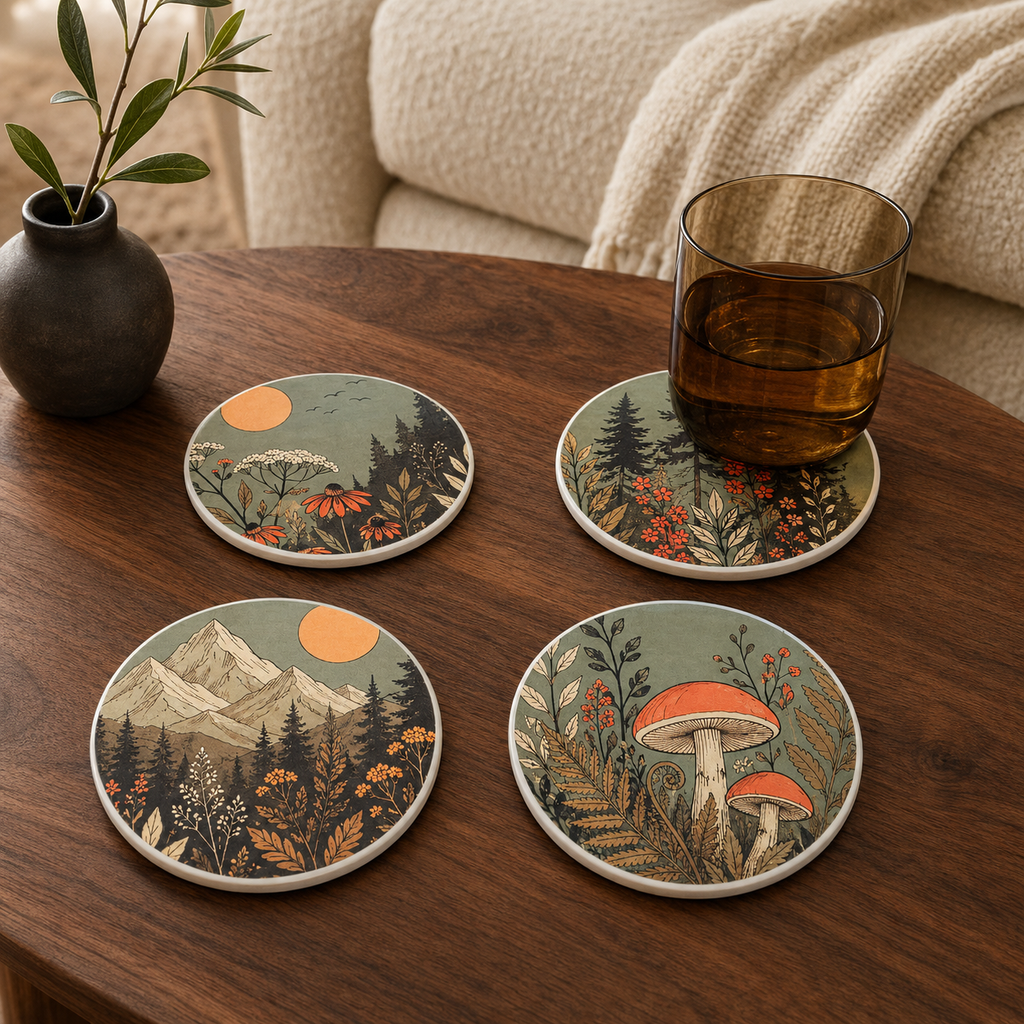 Drink On This: Into the Woods  Forest + Wildflowers - Set of 4 Triple Bay Made