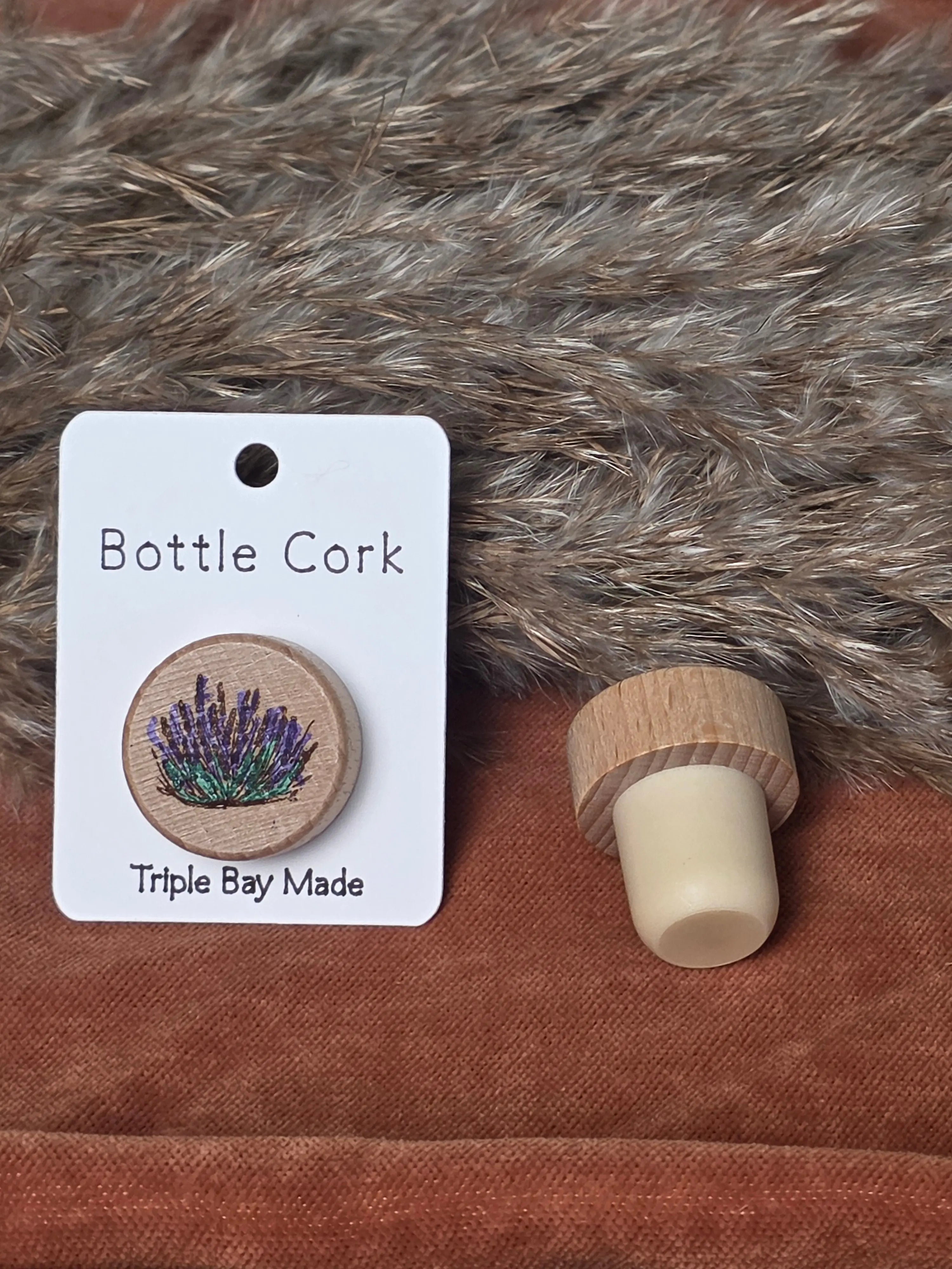 Engraved Bottle Cork- Lavendar Triple Bay Made