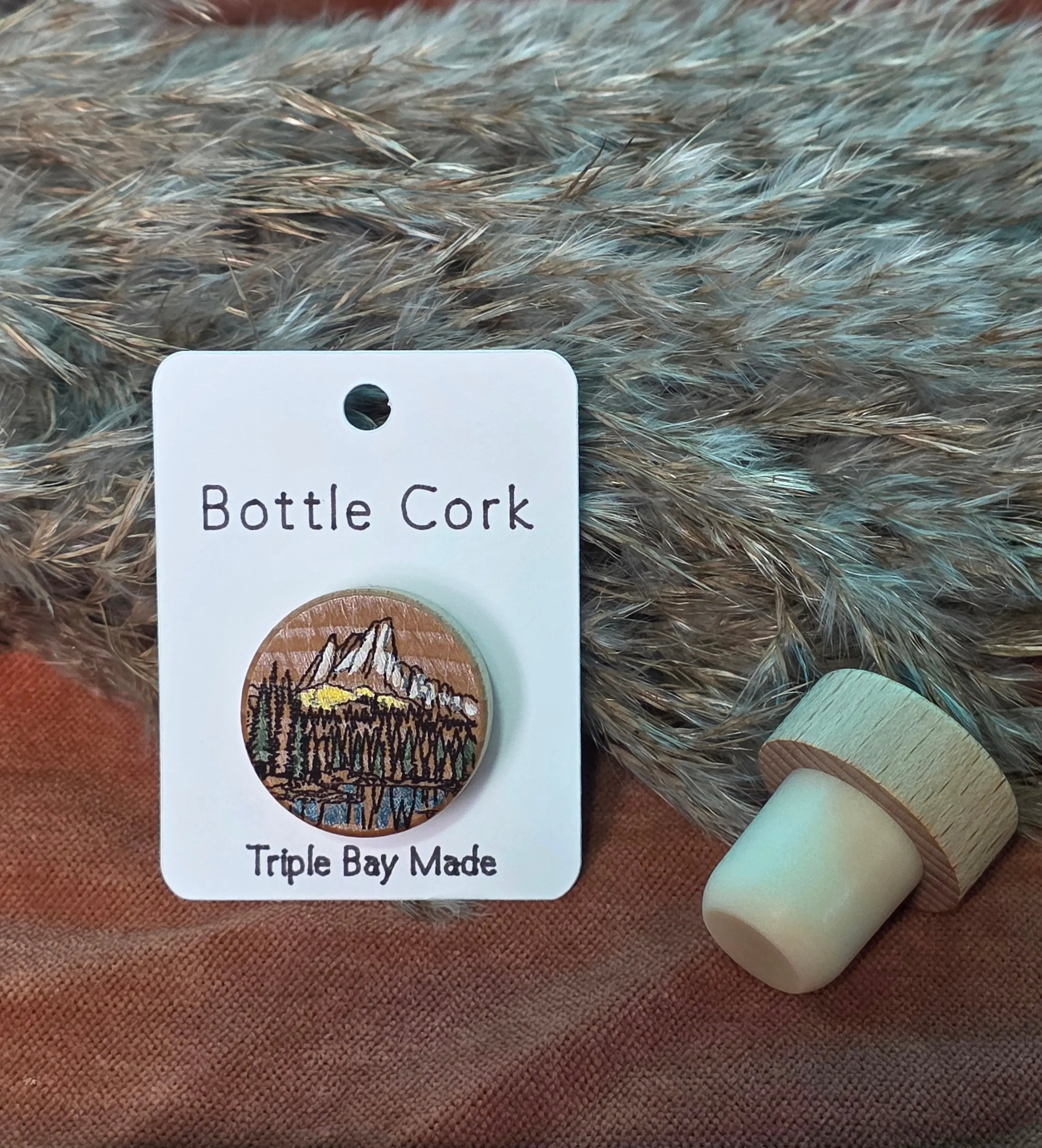 Engraved Bottle Cork- Sawtooth Mountain Triple Bay Made