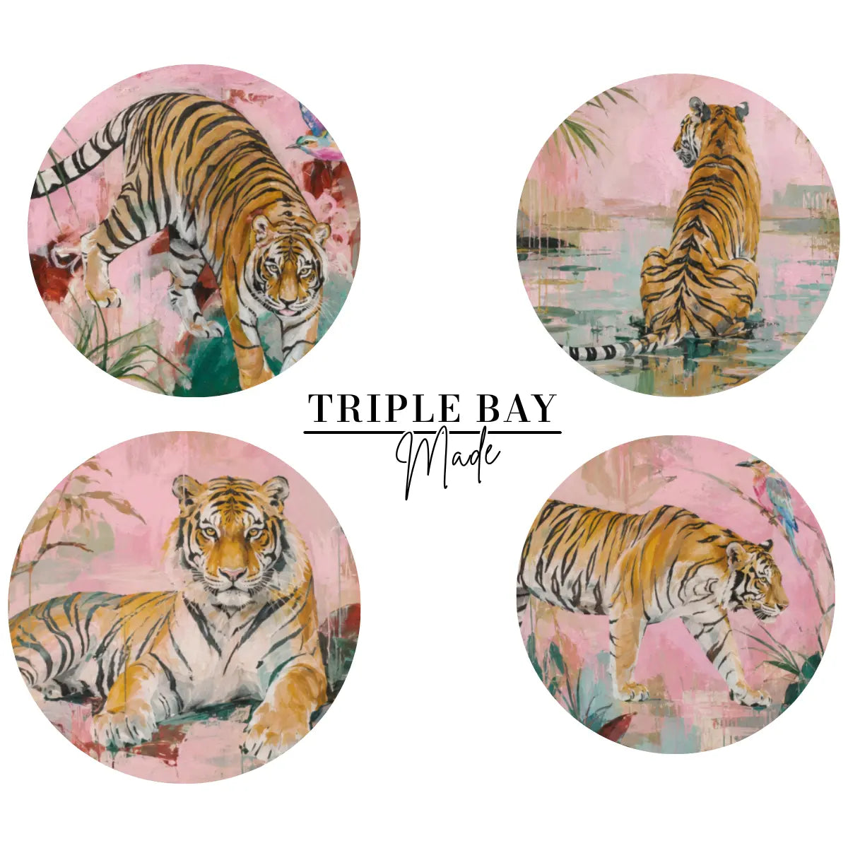 Drink On This: Stripe Tease Tigers - Set of 4 Triple Bay Made