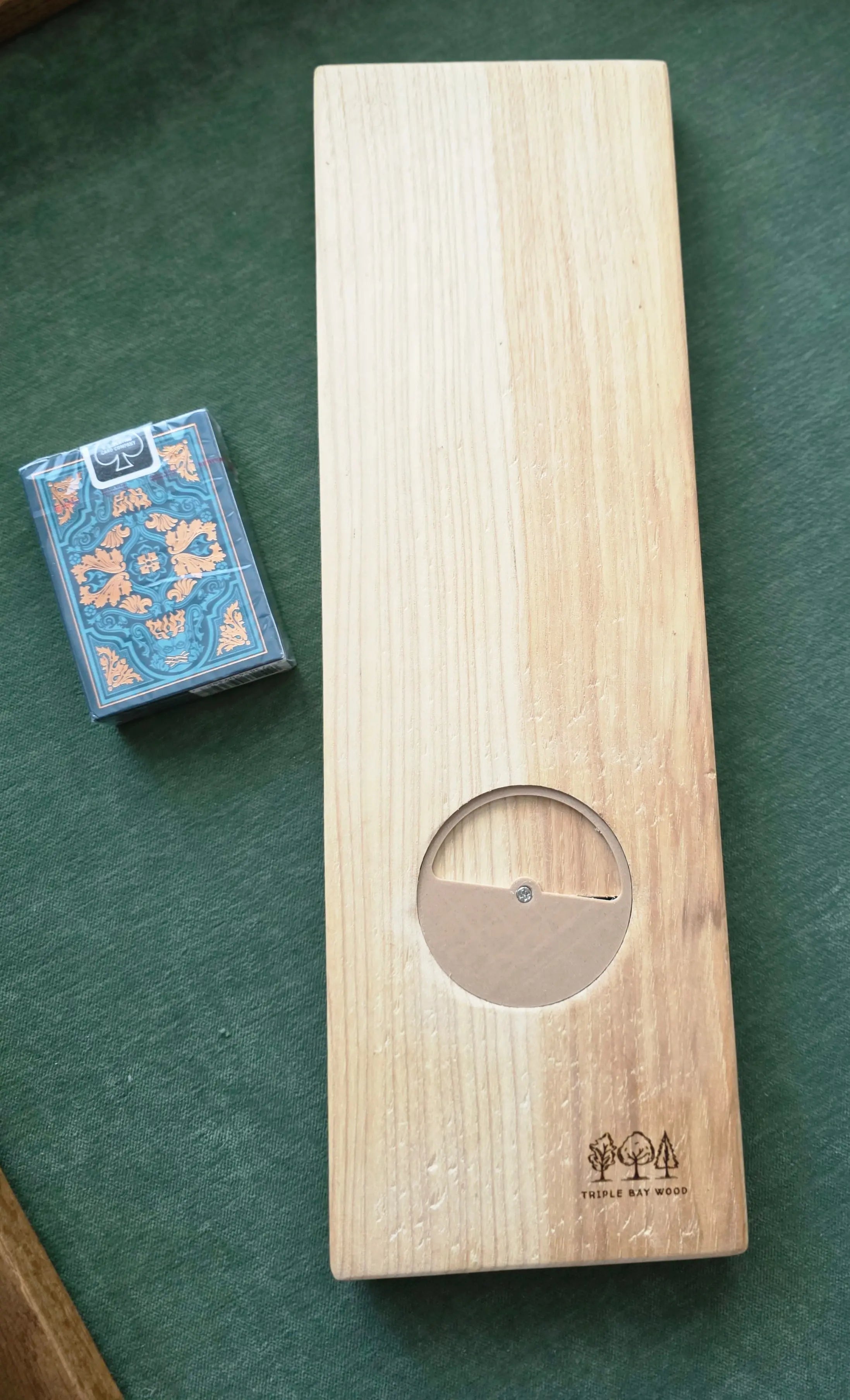 White Oak 3-Person Cribbage Board Triple Bay Made